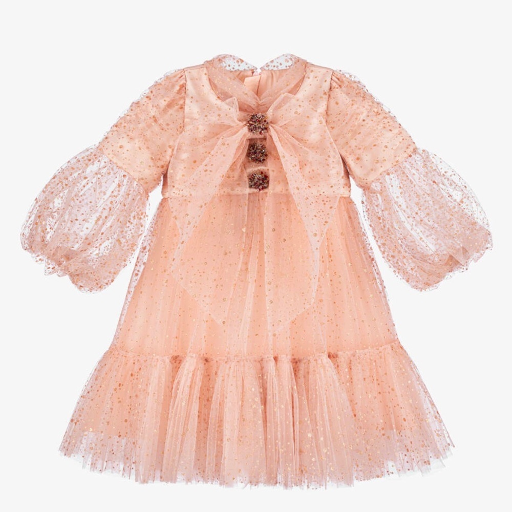 GIRLS PINK SEQUIN TULLE DRESS